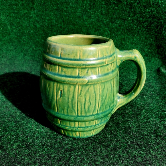 VTG McCoy Pottery Green Tankard Barrel Glaze Ceramic USA c.1930 20oz EUC - Picture 8 of 12